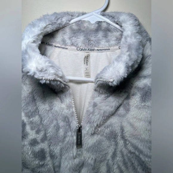 Calvin Klein Gray Animal Print Fleece Pullover - Picture 3 of 7